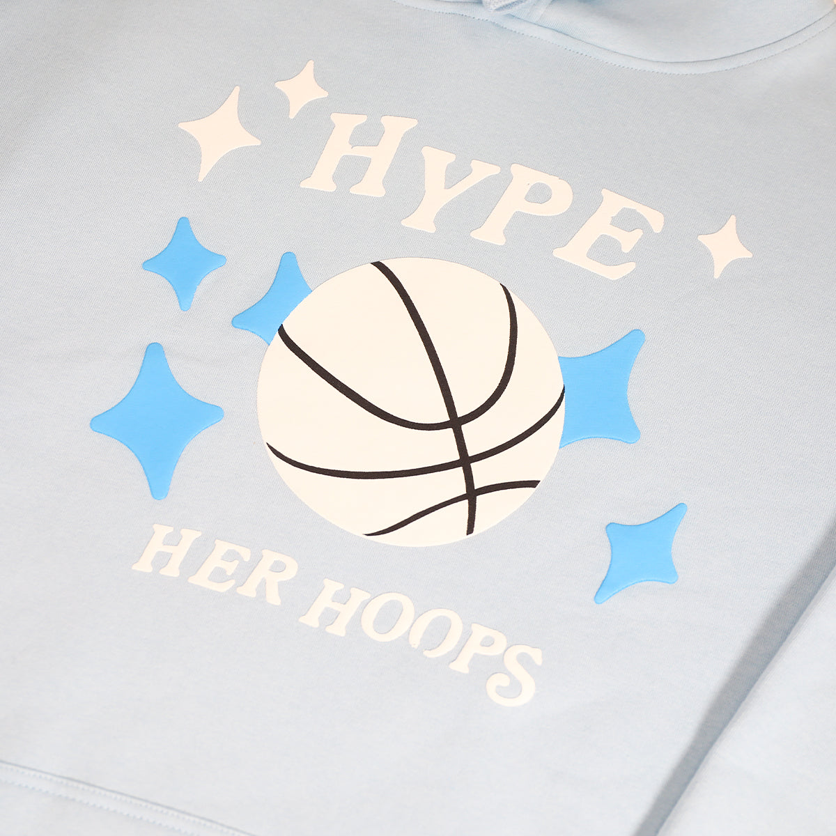 Light Blue Puff Print Stars Hoodie